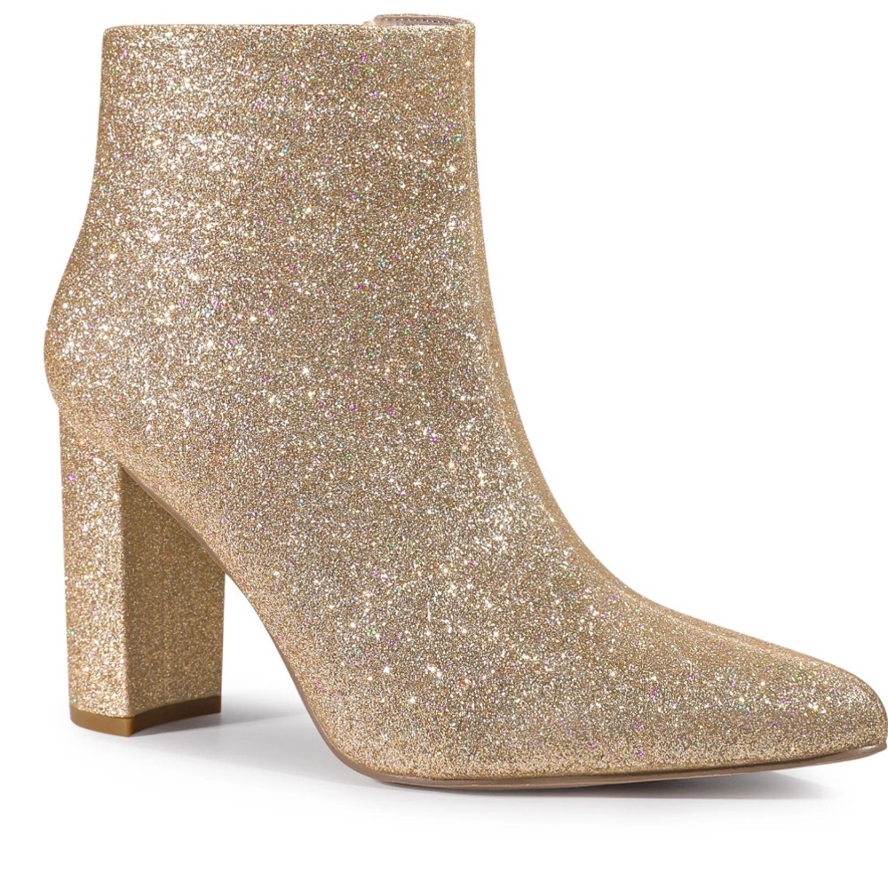 Gold Glitter Ankle Boots